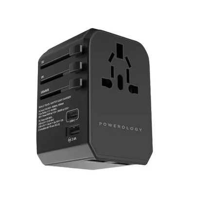 Powerology has produced its multiport adaptor with four international plugs as a compact all-in-one solution for travelers. Powerology Universal Multi