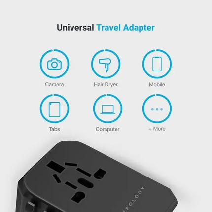 Powerology has produced its multiport adaptor with four international plugs as a compact all-in-one solution for travelers. Powerology Universal Multi