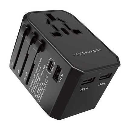 Powerology has produced its multiport adaptor with four international plugs as a compact all-in-one solution for travelers. Powerology Universal Multi