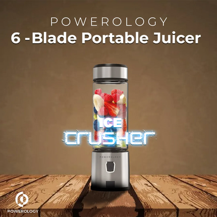 POWEROLOGY 6-BLADE PORTABLE JUICER 450ML 126W - ALUMINUM - Powerology 6-Blade Portable Juicer is a light-weight kitchen gadget designed to consume healthy, fresh beverages in just a snap