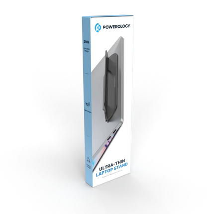 Powerology Ultra-Thin Laptop Stand - Grey - Powerology Ultra-Thin Laptop Stand can improve your workspace setup with its special ultra thin design
