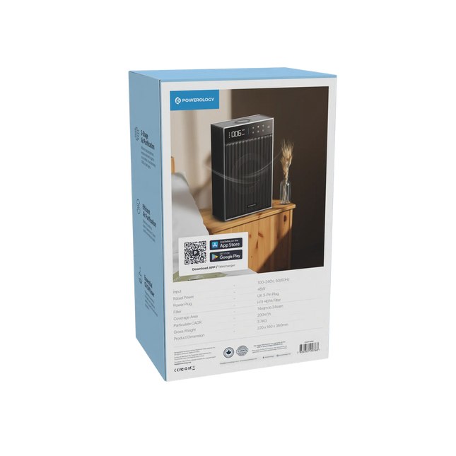 Transform your indoor environment with the Powerology Smart Air Purifier, an engineered air purifier that efficiently promotes cleaner and healthier i