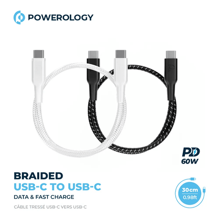 Powerology 60W C-C 30cm V2.0 cables for iPhone - Clix