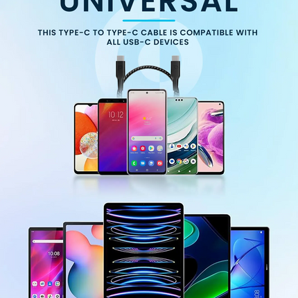 Powerology 60W C-C 30cm V2.0 cables for iPhone - Introducing the Powerology Braided USB-C to USB-C Data & Fast Charge Cable (30cm/0