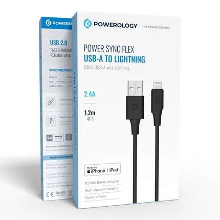 Powereology MFi Lightning to USB-A TPE Jacket Over-Molded Cable 1.2M - Powereology MFi Lightning to USB-A TPE Jacket Over-Molded Cable 1