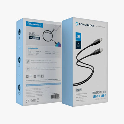 Powerology Power Sync Flex USB-C to USB-C PD 100W - Black