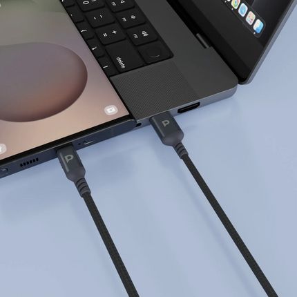 Powerology Power Sync Weave USB-A to USB-C PD 20W Cable has durability and high-speed performance in its construction. Made with braided material, the