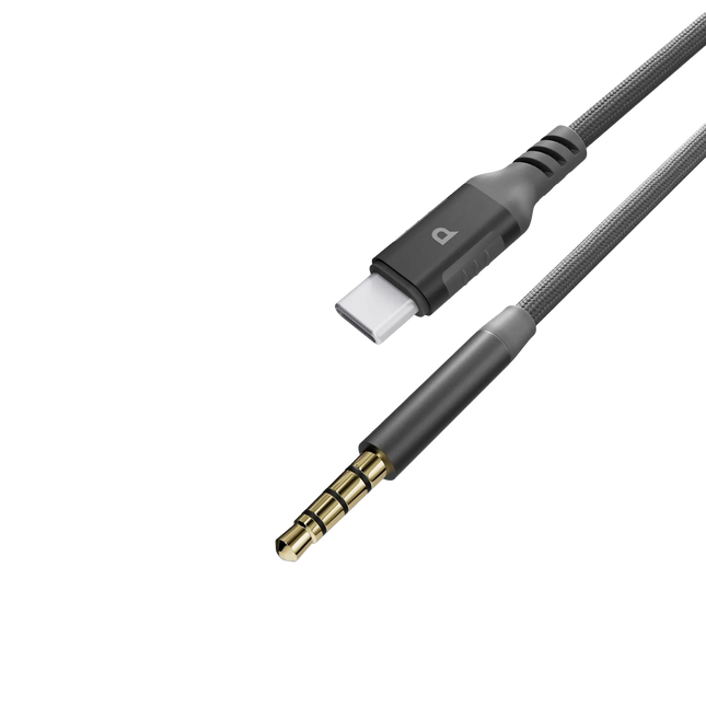 Powereology AUX 3.5mm to USB-C Aluminium Cable 1.2M – Dark Grey
