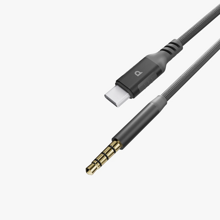 With nylon braided construction for durability and flexibility, the Powerology Power Sync Weave USB-C to 3.5mm Audio 1.2m cable is a tailor-made extra