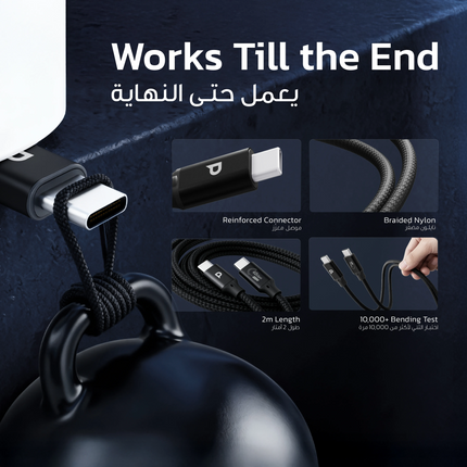 Powereology 240W USB4 Thunderbolt 40G Aluminium Shell Nylon Braided Cable - Powereology 240W USB4 Thunderbolt 40G Aluminium Shell Nylon Braided Cable 3M  2MPower, speed