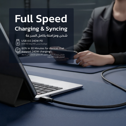 Powereology 240W USB4 Thunderbolt 40G Aluminium Shell Nylon Braided Cable
