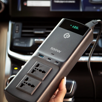 Powerology 500W Universal Multi-Port Car Inverter With Dual USB-C Output - Charge your smartphone quickly in travel with Powerology 500W Universal Multi-Port Car Inverter