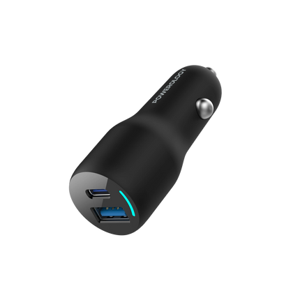 Powerology 35W PD + QC3.0 LED Dual Ports Car Charger -Black