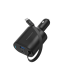 Black multi-port charger with USB-C and USB-A ports on a white background
