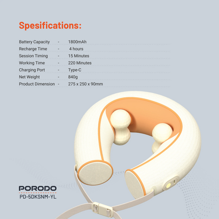 The Porodo Shiatsu Neck Massager is all you need to have a relaxed time at home. This neck massager can massage your neck for over three hours and hel
