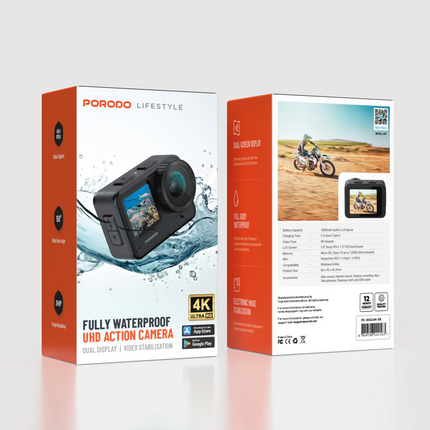 Porodo Lifestyle Fully Waterproof UHD Action Camera is designed for capturing eyes catching photos and videos in any environment. With a waterproof ca