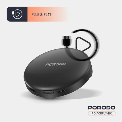 PORODO device with plug and play feature on a light gray background