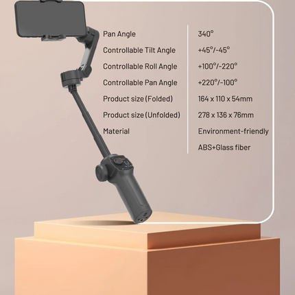 Introducing the Porodo 3-Axis Gimbal Stabilizer, where modern science and creative videography meet. Get fluid dynamic photos with powerful AI trackin
