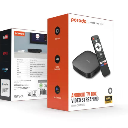 Porodo Android TV Box 1080P 2GB RAM 8GB ROM Support 4K