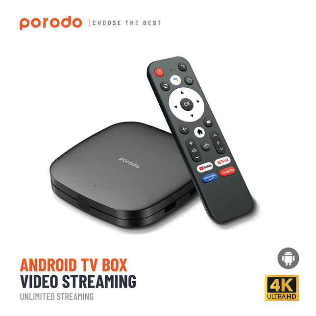 Porodo Android TV Box 1080P 2GB RAM 8GB ROM Support 4K