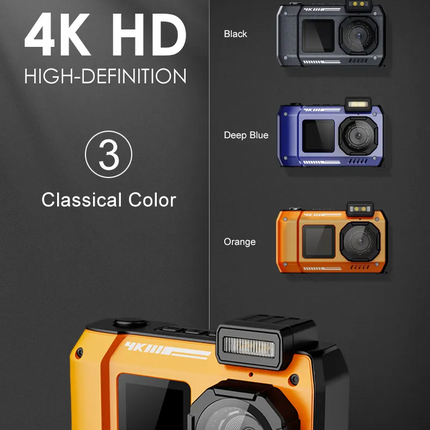 Capture memorable moments in any environment with the Porodo Waterproof Digital Camera. This camera features dual screens and 18x zoom, making it easy