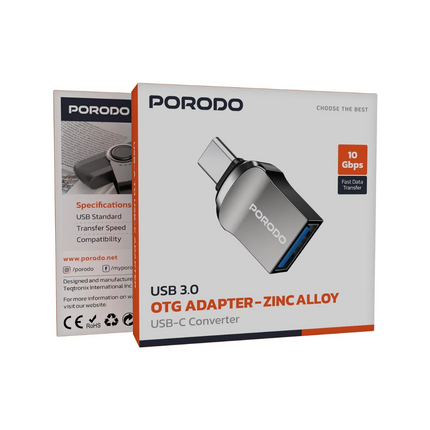 Porodo OTG Adapter connects USB-C devices and external peripherals, enabling fast and reliable data transfer courtesy of USB 3.0 support. From this op