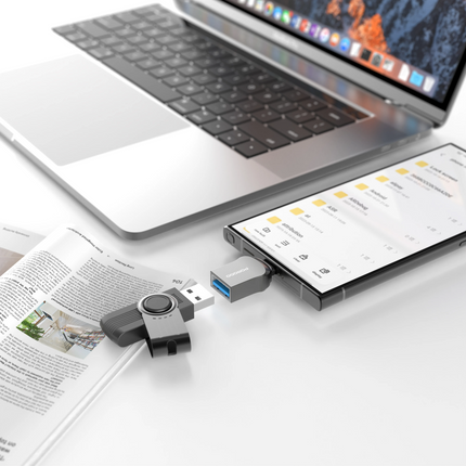 Porodo OTG Adapter connects USB-C devices and external peripherals, enabling fast and reliable data transfer courtesy of USB 3.0 support. From this op