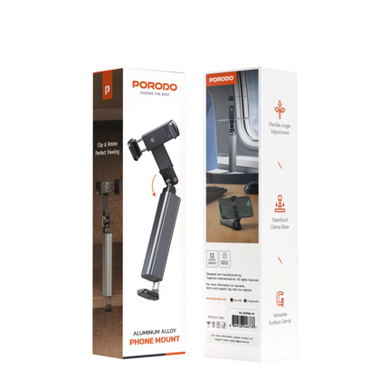For the ultimate comfort and steadiness of your mobile phone, whether while in use or not, the Porodo Aluminum Alloy Phone Mount is introduced. This f