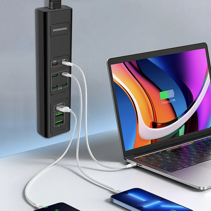 The Porodo 85W Multi-Port USB Charging Hub is an efficient, powerful charger that was made for all needs regarding devices. Equipped with a 3-pin UK p
