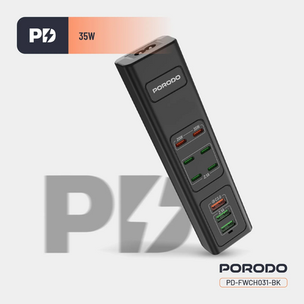 The Porodo 85W Multi-Port USB Charging Hub is an efficient, powerful charger that was made for all needs regarding devices. Equipped with a 3-pin UK p