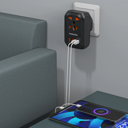 The Porodo Universal AC Adapter is a versatile and efficient charging solution that can serve almost all the devices of modern multi-device users. It 