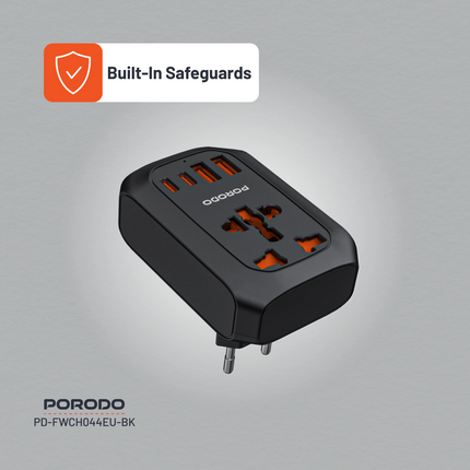 The Porodo Universal AC Adapter is a versatile and efficient charging solution that can serve almost all the devices of modern multi-device users. It 