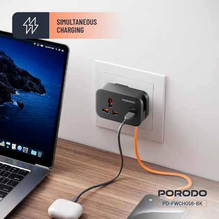 The Porodo Universal Wall Socket provide a reliable and convenient solution for every power need. With a rated voltage of 250V and an absolute maximum