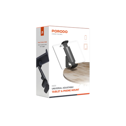 The Porodo HS03 Universal Adjustable Table &amp; Phone Mount provides hands-free convenience through its perfect and durable design that was meant to 