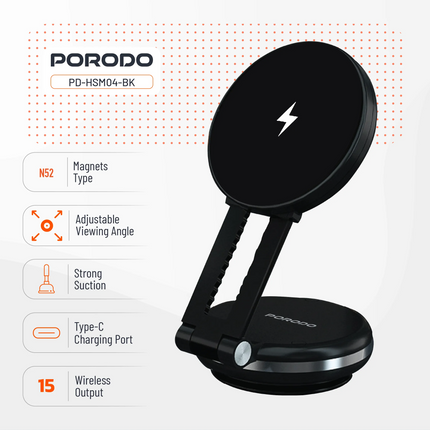 The powerful and very convenient accessory Porodo Vacseal MagSafe Charging Mount is a proficient tool for easy charging and firm hold-on with a batter
