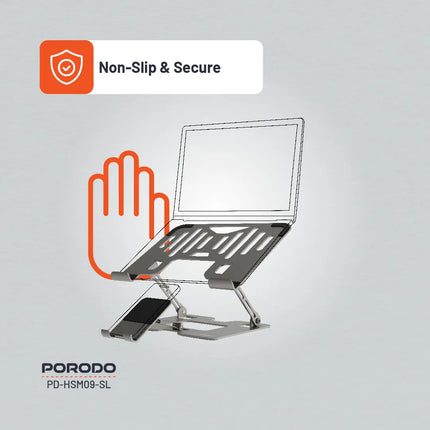 PORODO 2-IN-1 ADJUSTABLE AND FOLDABLE LAPTOP WITH PHONE STAND - SILVER