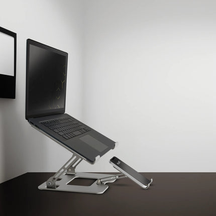 PORODO 2-IN-1 ADJUSTABLE AND FOLDABLE LAPTOP WITH PHONE STAND - SILVER