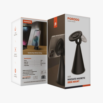 Porodo MagSafe Magnetic Desk Mount boasts convenience and stability in its design. It is made of strong plastic and powerful N52 magnets, resisting th