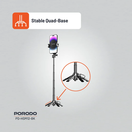 Capture every moment with the Porodo Foldable Selfie Stick, an extremely versatile and durable tool for every photography-loving enthusiast. Made with