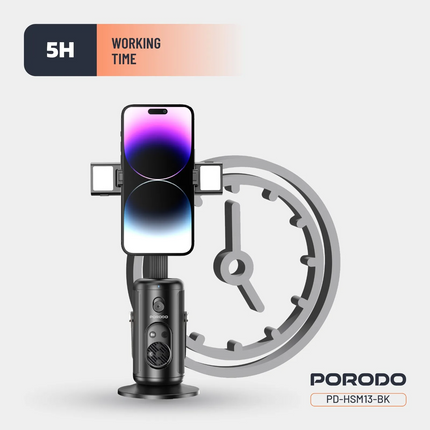 With the Porodo Face Tracking Smart Mount, all your content-creation endeavors can be simple and hands-free. The 1800mAh battery keeps you tracking fa