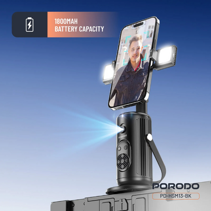 With the Porodo Face Tracking Smart Mount, all your content-creation endeavors can be simple and hands-free. The 1800mAh battery keeps you tracking fa
