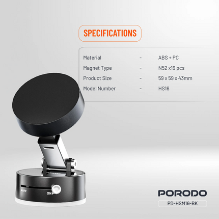 Porodo Multi-Surface MagSafe Mount in black is a unique and secure solution for any mobile device mount. Constructed with ABS + PC materials, the moun