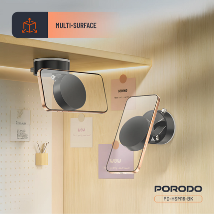 Porodo Multi-Surface MagSafe Mount in black is a unique and secure solution for any mobile device mount. Constructed with ABS + PC materials, the moun