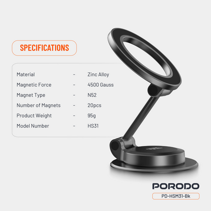 Porodo Maglock MagSafe Phone Mount is a great, universal phone mount with easy access to your screen and a tight grip on your phone. The mount is made