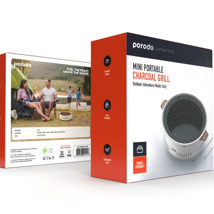 Porodo Lifestyle Camping Mini Outdoor Round BBQ/Charcoal Grill