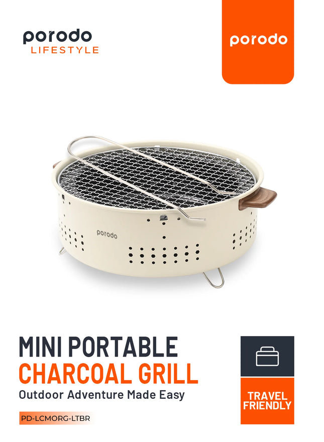 Porodo Lifestyle Camping Mini Outdoor Round BBQ/Charcoal Grill