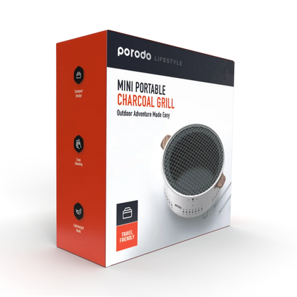 With its compact and portable form, the Porodo Lifestyle Mini Portable Charcoal Grill captures the spirit of outdoor cooking. Its lightweight design m