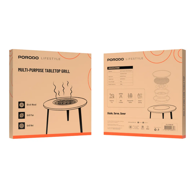 Add class to your outdoor grilling with the rich brown Porodo Lifestyle Multi-Purpose Tabletop Grill. Constructed with the best quality birch wood, th