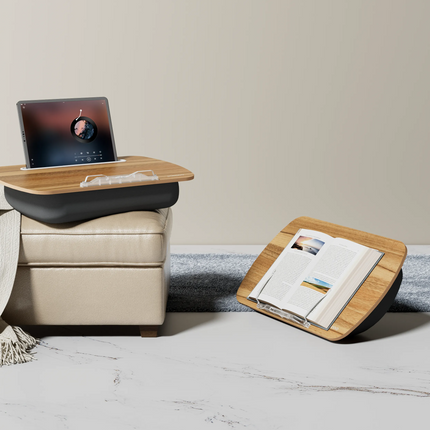 The Porodo Lifestyle Laptop Stand with a Pillow Base is comfortable, functional, and stylish. Its nap-ready panel and cushioned pillow base make it a 
