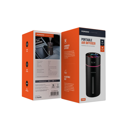 Porodo Lifestyle Scented Car Cool Mini Humidifier – Black